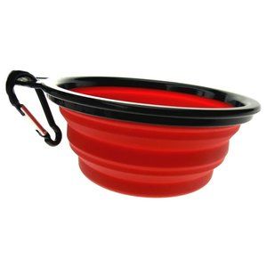 Pupware Red Collapsible Dog Dish Eco Friendly BPA Free Doggie Carabiner Travel